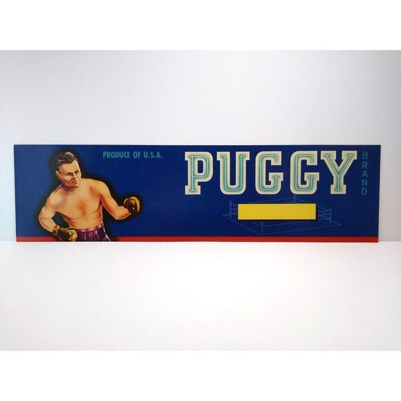 Puggy Brand Shirtless Man With Boxing Gloves Crate Label Original 1950's Boxer - Picture 4 of 4